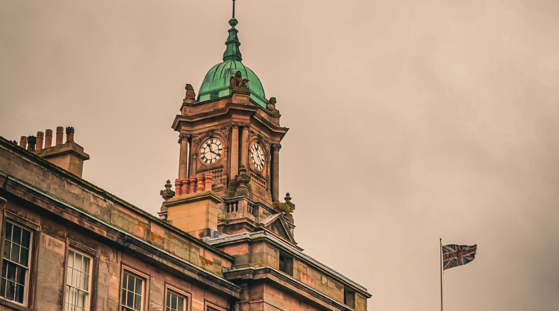 Birkenhead Town Hall clock tower over Hamilton Square, near the 3DOM.uk office